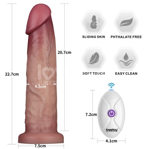 DILDO 9" VIBRATING SLIDING SKIN PRO II SILICONE DONG