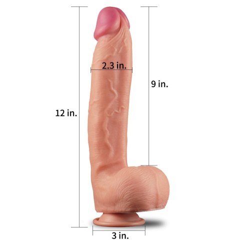 DILDO 12" DUAL LAYERED PLATINUM SILICONE COCK