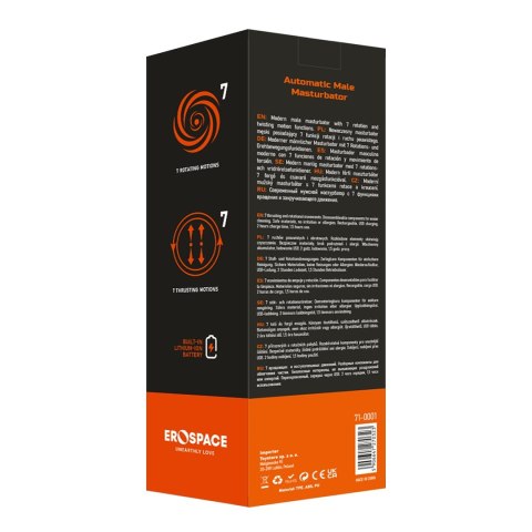NOWOCZESNY MASTURBATOR MĘSKI Z RUCHEM POSUWISTO-OBROTOWYM EROSPACE MEN'S PLAY B1